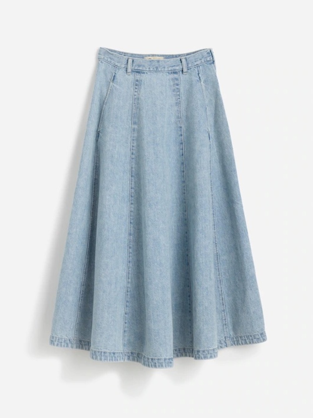 Light Wash Denim A-Line Midi Skirt |Madewell
